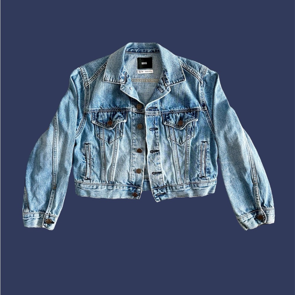 BDG Urban Outfitters Long Sleeve‎ Collared Blue Denim Jean Jacket Cropped XS/S